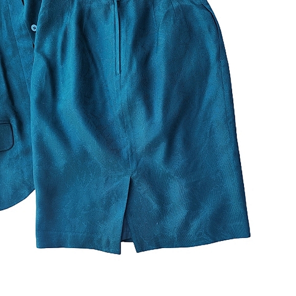 Womens 10P Modern Matriarch Vintage Rich Green Brocade Blazer Skirt Set - Picture 4 of 13